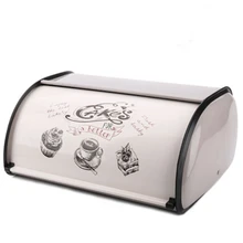 ELEG-caja de pan Vintage caja de almacenamiento Rollup superior gris claro pequeño polvo recubierto pan hierro cajas de aperitivos para cocina decoración del hogar Snack