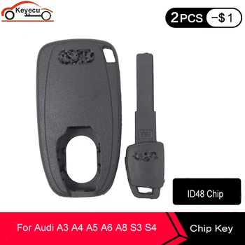 

KEYECU 3 PCS Replacement Transponder Chip Key & Smart Emergency Key for Audi A3 A4 A6 A8 S3 S4 S6 S8 Q7 Engine Start ID48 Chip