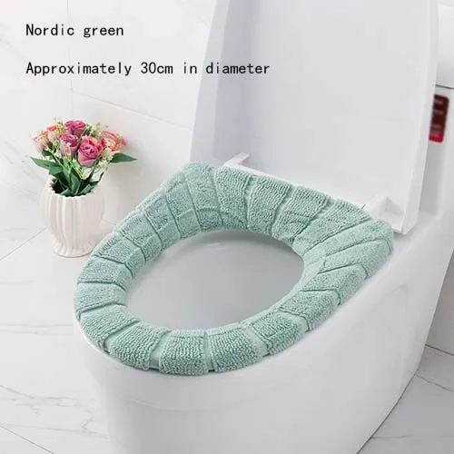 Light green 1 шт. универсальное теплое мягкое моющееся сиденье для унитаза Чехол коврик набор для домашнего декора коврик для унитаза чехол для сиденья Крышка для унитаза аксессуары - Цвет: Light green