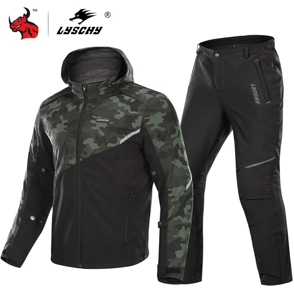 

LYSCHY Waterproof Motorcycle Jacket+Pants suit Moto Jacket Winter Men Motorbike Riding Motorcycle Protective Gear Armor Clothing