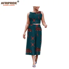 Afripride africa ankara брюки с принтом костюм для женщин короткий топ на бретелях+ длина до середины икры широкие брюки женский хлопковый костюм A1926008
