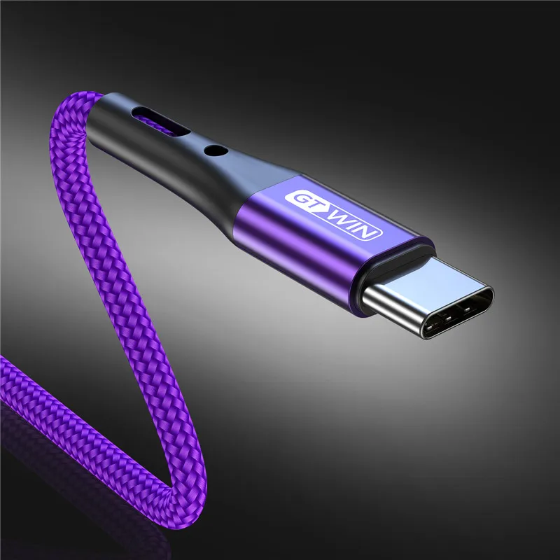 Purple GTWIN 3M type C USB кабель для iPad Pro 3A кабель для быстрой зарядки для samsung S10 S9 huawei P30 Pro кабель для зарядки USB C кабель для передачи данных - Цвет: Purple