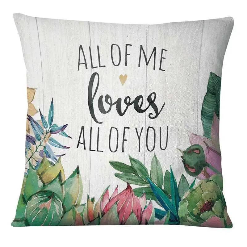 Refreshing Hand Painted Succulent Plants Print Pillowcase Home Pillow Decoration Cushion Decorative Pillow Home Decor Sofa Throw 