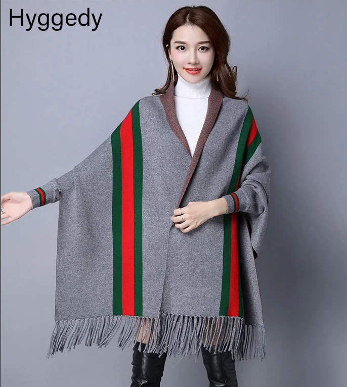 

European Grand Prix Women's Autumn/Winter 2019 New Mink Cashmere Scarf European And American-Style Loose-Fit Slimming Striped Ta