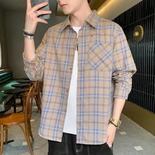Chemise à carreaux à manches longues pour homme, joli manteau, ample, Ruffian, à la mode, nouvelle collection