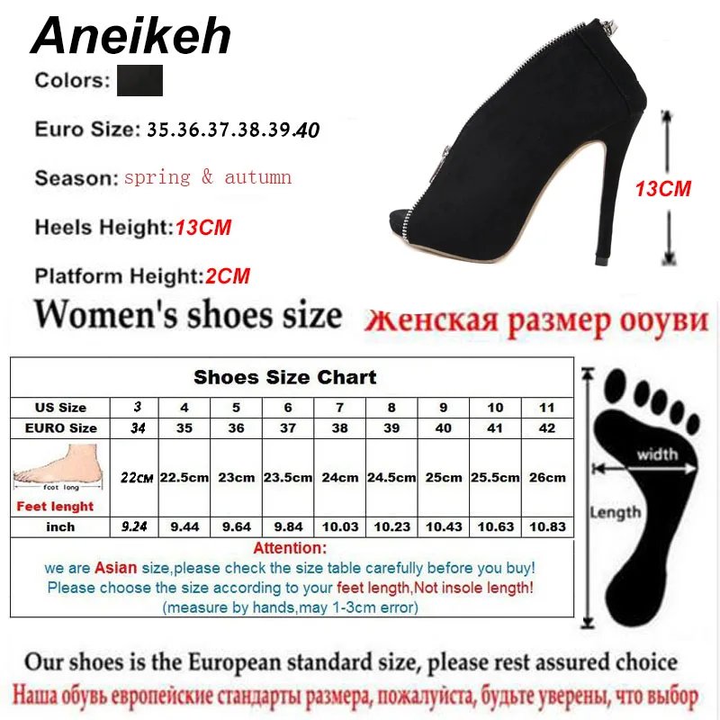 Aneikeh/пикантные туфли-лодочки с открытым носком Женская Фетиш-обувь Туфли-лодочки на высоком каблуке с закрытым носком без шнуровки обувь для вечеринок черные туфли на тонком каблуке