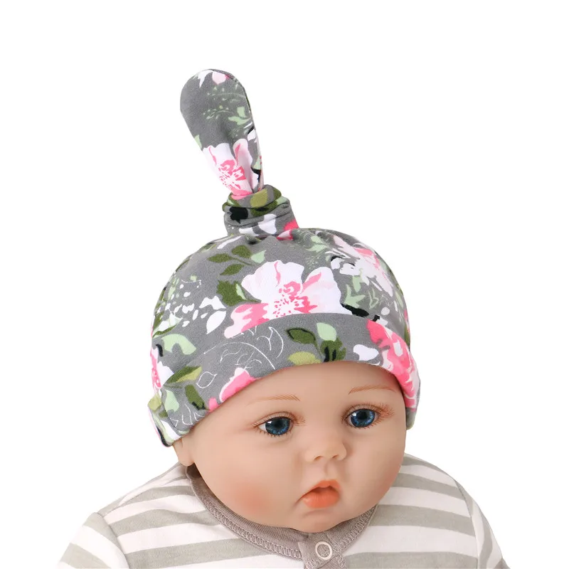 Gray flower cap Органический хлопок Новорожденный пеленать одеяло шапки детский набор пеленок(Одеяло обертывание с крышкой) для 0-6 месяцев ребенок фотографии реквизит - Color: Gray flower cap