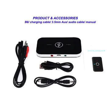 

V-B6 Bluetooth Wireless 2 in 1 Receiver and Transmitter Adapter Audio Input Interface Noise Cancellation For Mobile Phone