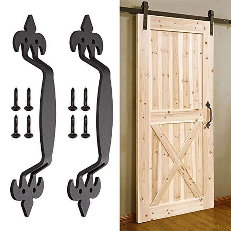 

2 Pcs 11 Inch Sliding Barn Door Handle Vintage Heavy Duty Pull Set for Gate Kitchen Furniture Cabinet Closet Drawer Screws Inclu