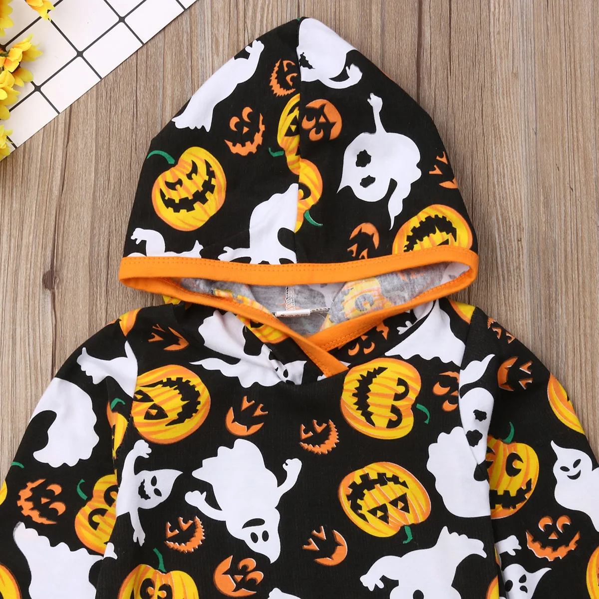 Newborn Kids Baby Boys Clothes Halloween Pumpkin Hooded Romper Long Sleeve Rompers Cotton Jumpsuits One Piece Clothes Outfits