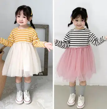 

2020 New Stylish Girls Striped Dress Fashion Spring Baby Girls Dresses Kids Clothes 1-5 Years