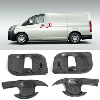 

Car Accessories ABS Carbon Side Door Handle Bowl Cover Stickers for Toyota HiAce Sixth Gen H300 2019 2020