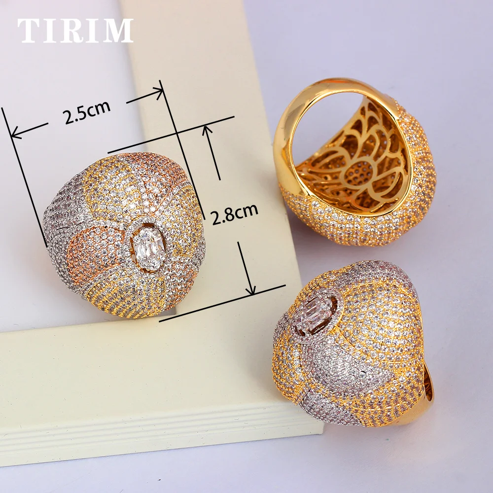 Роскошные Большие кольца TIRIM с кубическим цирконием блестящее Стильное кольцо на