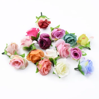 

12 pieces Valentine Rose head needlework fake flowers for scrapbooking wedding bridal accessories clearance home decor diy gifts