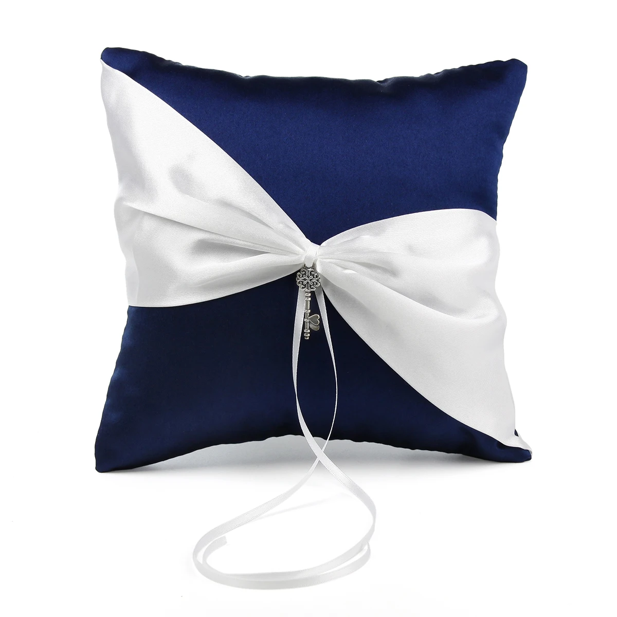 Navy Blue Wedding Ring Bearer Pillow with Vintage Charm