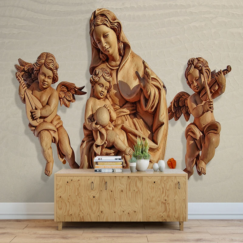 

Drop Shipping Custom Photo Wallpaper Angel 3D Relief Non-woven Large Murals Wallpaper Simple Modern Backdrop Wall Covering