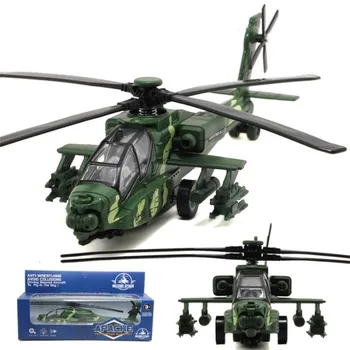 

Alloy Diecast Armed Helicopter Military Fighter Model With Sound & Light Children Collection Graded Kids Toys Christmas gifts