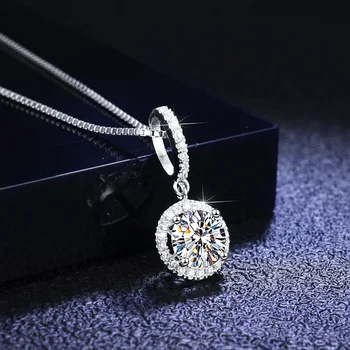 Women Moissanite Necklace 925 Sterling Silver White Gold Plated Necklaces Gra Certification D Color VVS1 Moissanite Jewelry