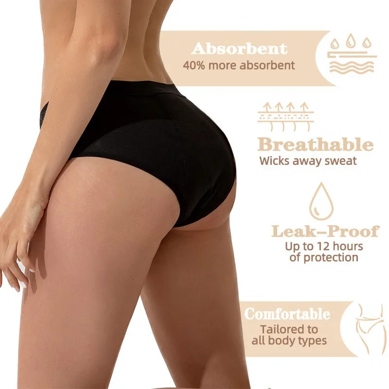 5PACK COLORS Leak Proof Menstrual Panties Women Heavy Absorbency Four-layer Leakproof Women Period Underwear Lingerie