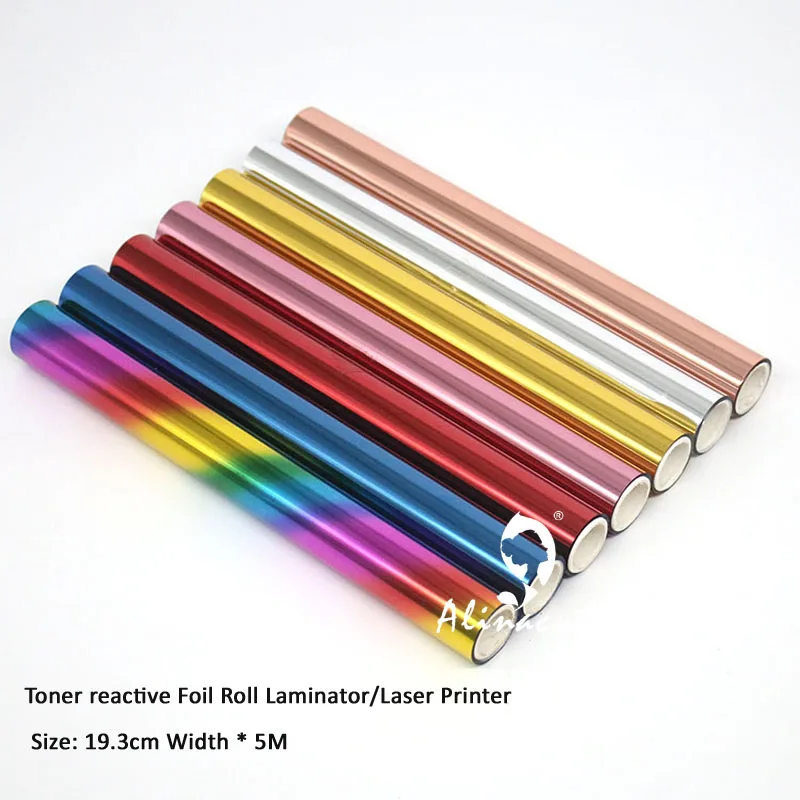 Toner Reactive Foil Rolls 5m*19cm Laminator Laser Printer Foil Paper Holographic Heat Transfer DIY Crafts Leather Wood ClothFoil