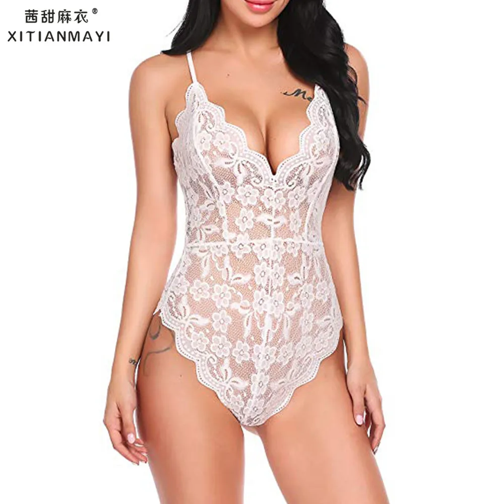 

Sexy Floral Lace Jumpsuit Sexy women Lingerie Sexy Lace Stretchy Unlined One Piece Bralette underwear D35