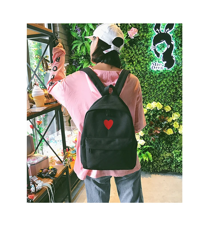 WOMEN'S Bag New Style Backpack Two-Piece Set Peach Heart Schoolbag College Style Korean-style Backpack