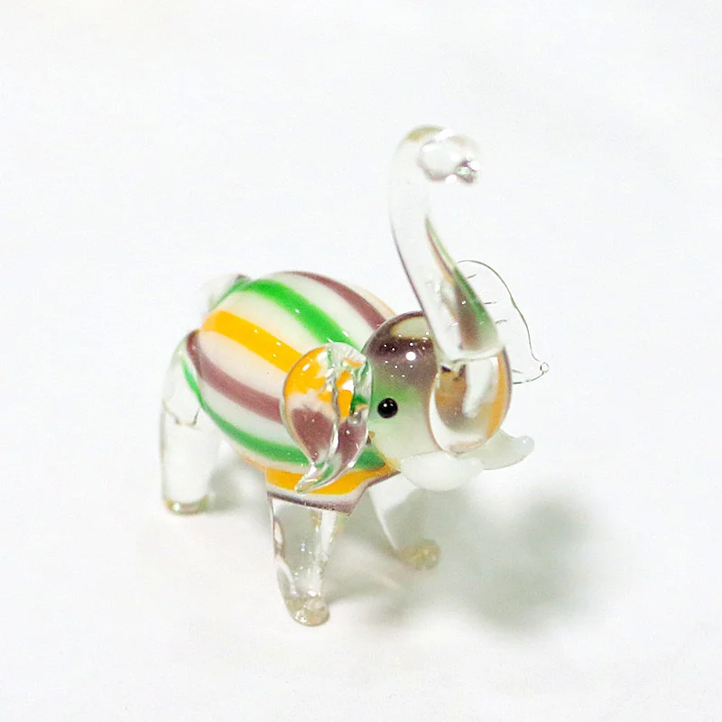 Handmade Murano Glass Elephant Figurines Home Room Desktop Christmas Decoration Ornaments Miniature Rural Style Animals Statue