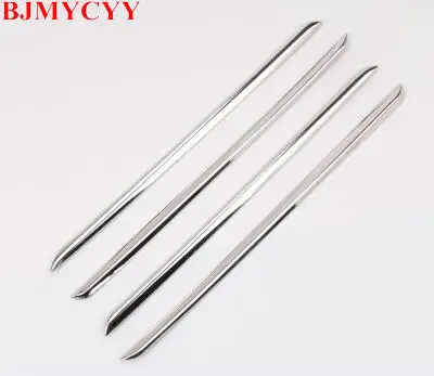 Серебристый BJMYCYY 4 шт./компл. нержавеющая сталь декоративная полоска для автомобильной двери для KIA K2 Рио авто аксессуары - Название цвета: Серебристый