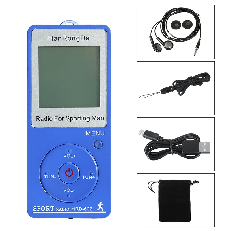 Automatic Search Mini Radio LCD Display AM/FM Dual Band Stereo Pocket Radio Receiver With Earphone Rechargeable Battery