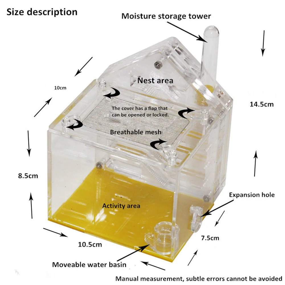 Transparent Acrylic Home House Ant Nest Moisturizing Farm With Feeding Area Villa DIY Insect Small Pet Breed
