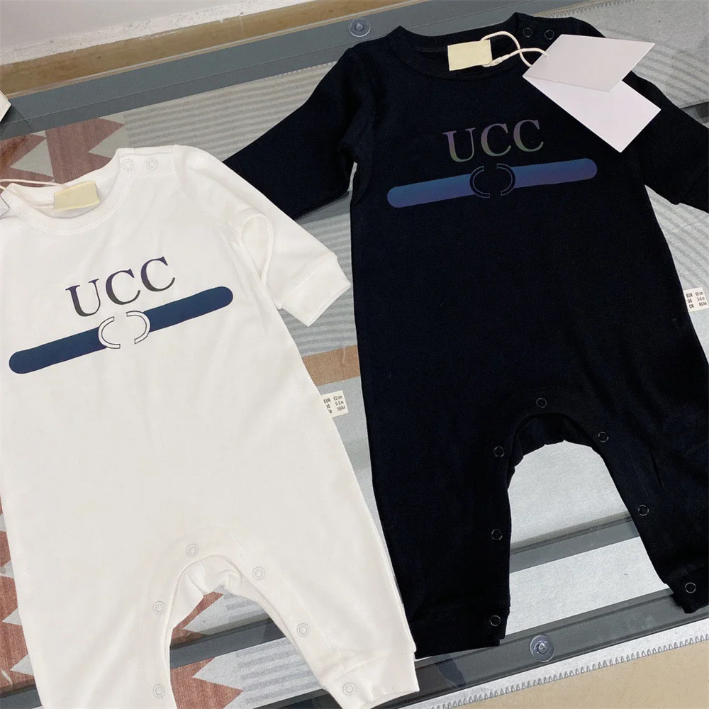 Newborn Baby Girls and Boy Long Sleeve New Year Spring Cotton Clothes Designer Brand Letter Print Infant Romper Children Ourfits | Детская