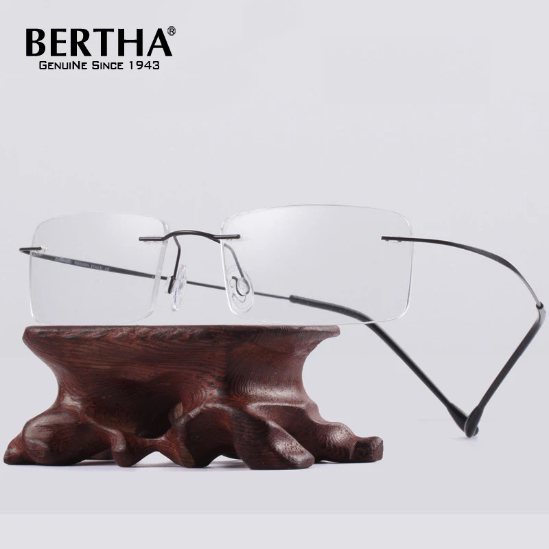 BERTHA мужские/женские из чистого титана ультралегкие очки без оправы классические удобные оптические очки для близорукости ультра-светильник оправа для очков TJ105