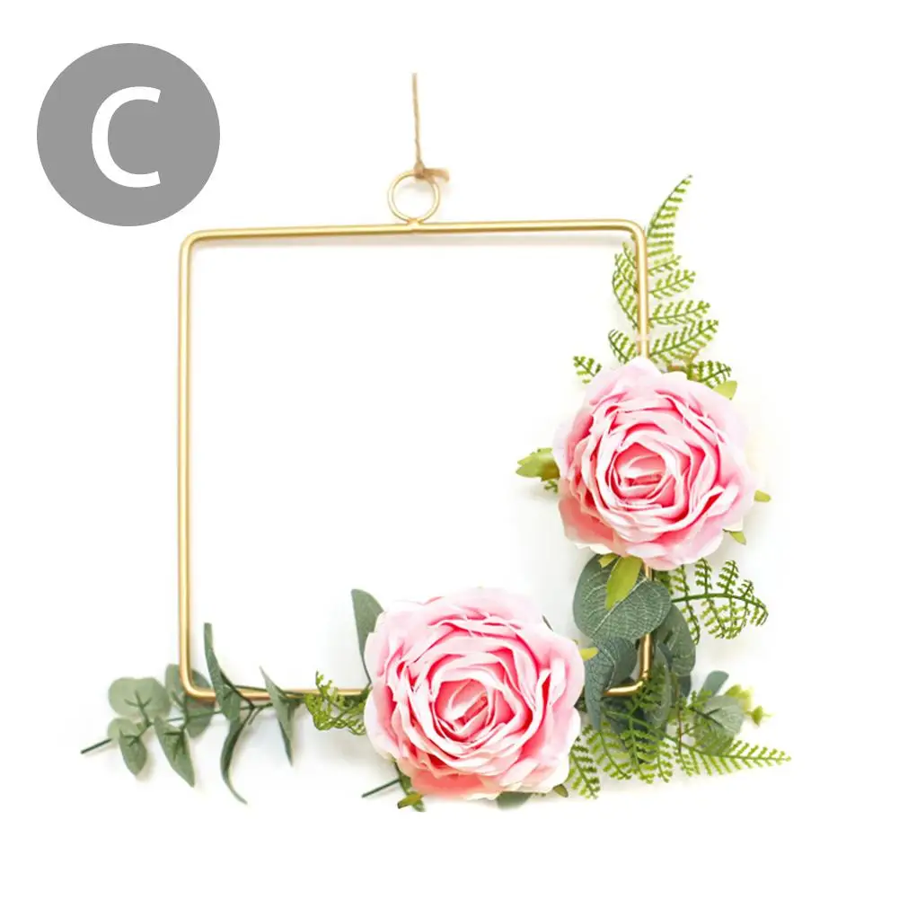 Square garland Железная гирлянда для развешивания кулон современный венок вешалки настенный, для дома украшения - Цвет: Square garland