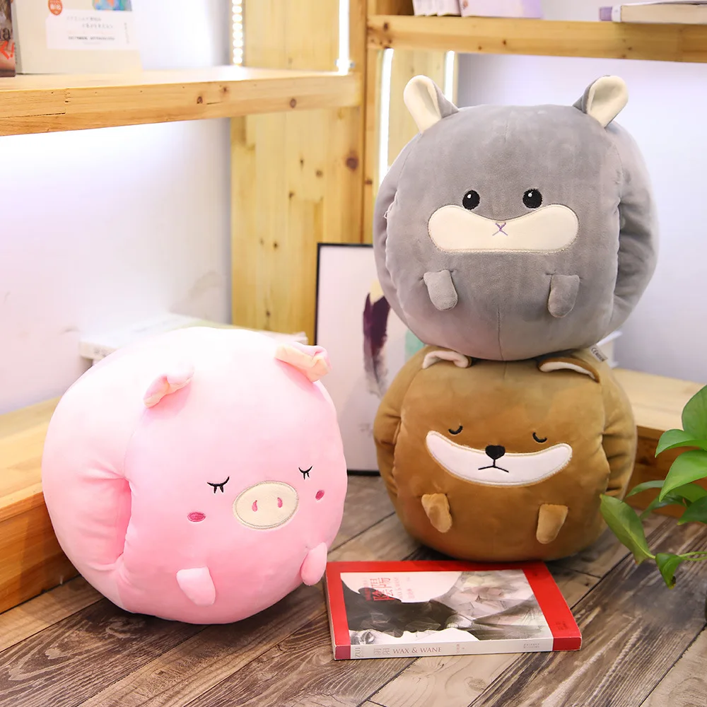 Шарообразная голова животных игрушка Многофункциональный мультфильм мягкая плюшевая подушка руки теплые игрушки Зима Рождественский подарок 30 см