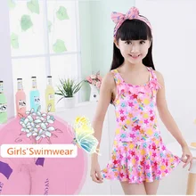 Летние Детские купальники, детский купальник, цельная одежда для плавания для девочек, купальный костюм, пляжный комплект бикини с рисунком