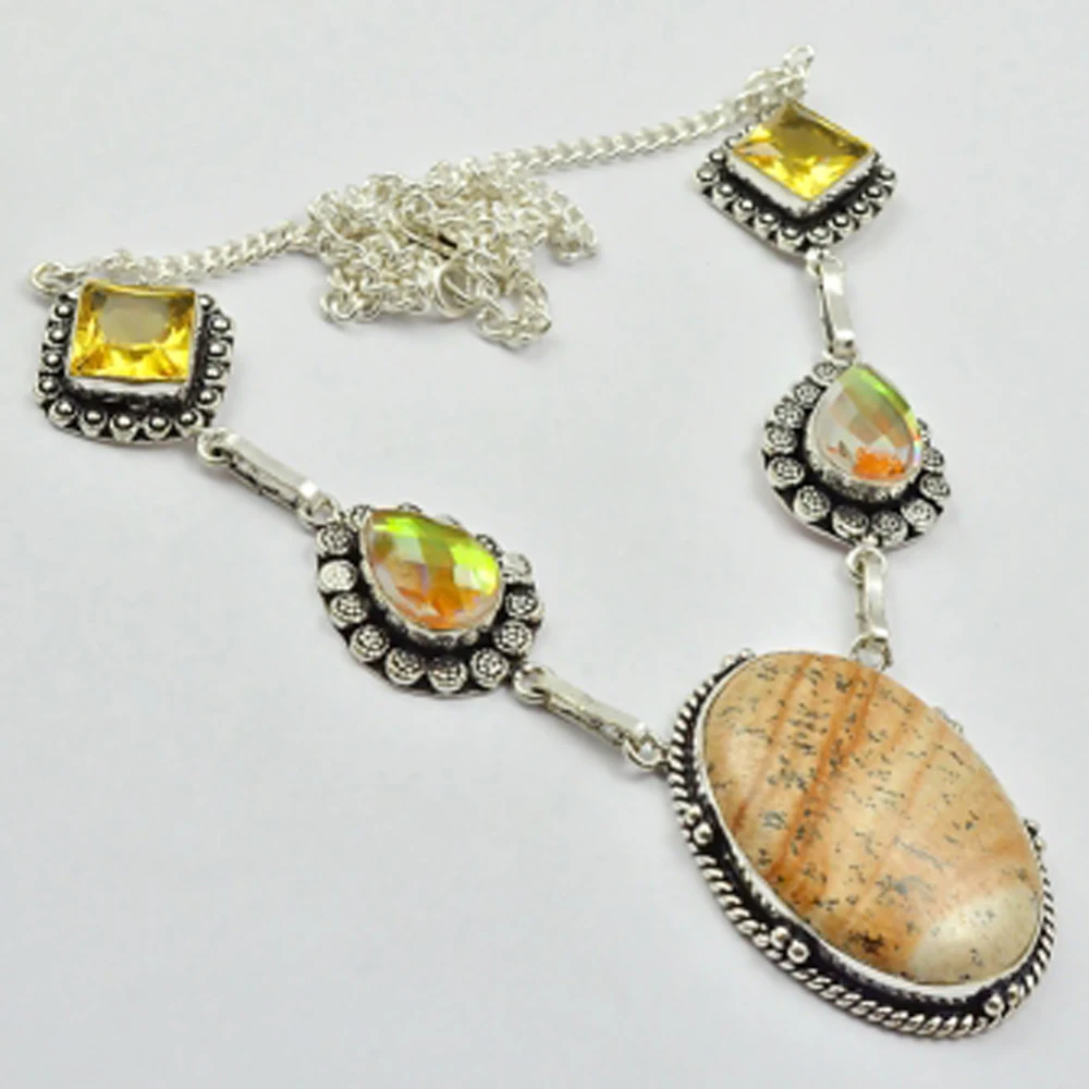 

Ожерелье Jaspers + Citrines из меди, 51 см, N2783