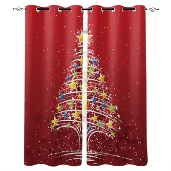 

Christmas Theme Christmas Tree Window Curtains Home Decor Bedroom Kitchen Items Curtain Panel Curtains for Living Room