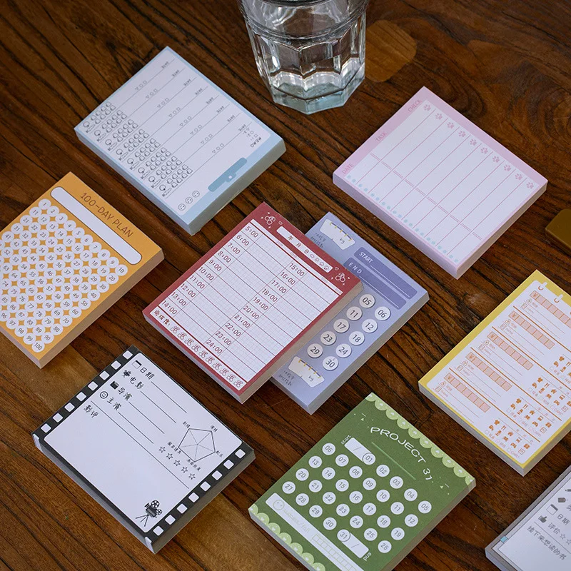 

100 Sheets Multi-function Plan Memo Pad Sticky Notes Month Plan Week Plan List Daily Journey Notepad Office Supplies