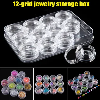 

Clear Plastic Sample Container 12 Mini Bottle Jars Cosmetic Tools Nail Art Crafts Storage Box LAD-sale
