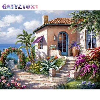 

GATYZTORY Diamond Painting Summer Scenic Handmade Home Decor Full Round Drill Diamond Embroidery Sale Landscape Picture