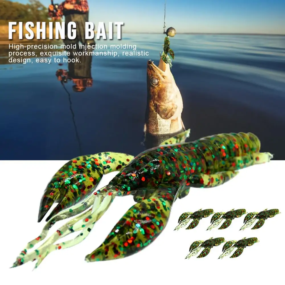 

5PCS Soft Bait Silicone Crayfish Shape Simulation Soft Shrimp Fake Lure Soft Bionic Bait Easy To Hook Suitable For Streams Seas