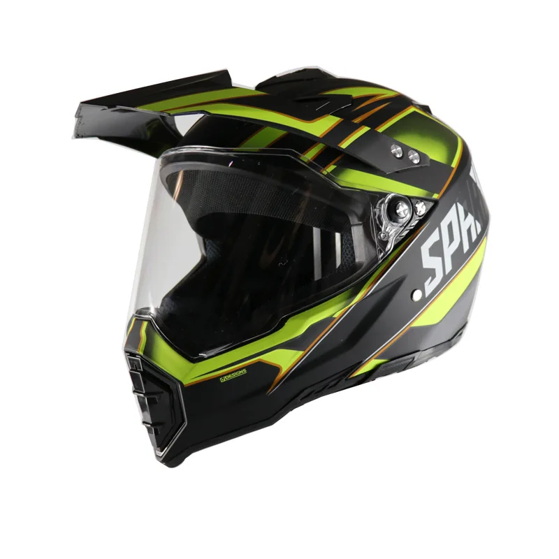 Helmet motorcycle helmet road cross-country racing dual-use lens off-road helmet ya black yellow