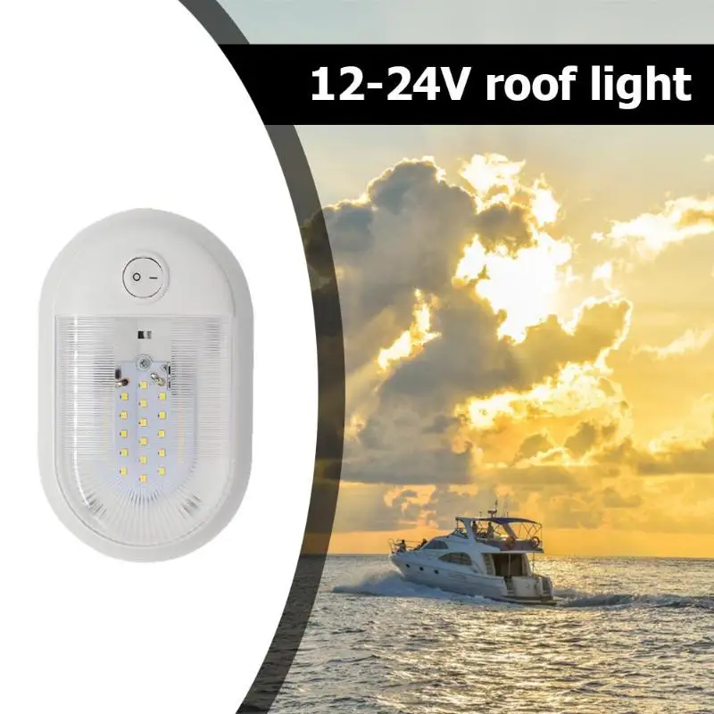 12-24V 24 LED Dome Light Ceiling Lamp with Switch for RV Marine Boat Yacht