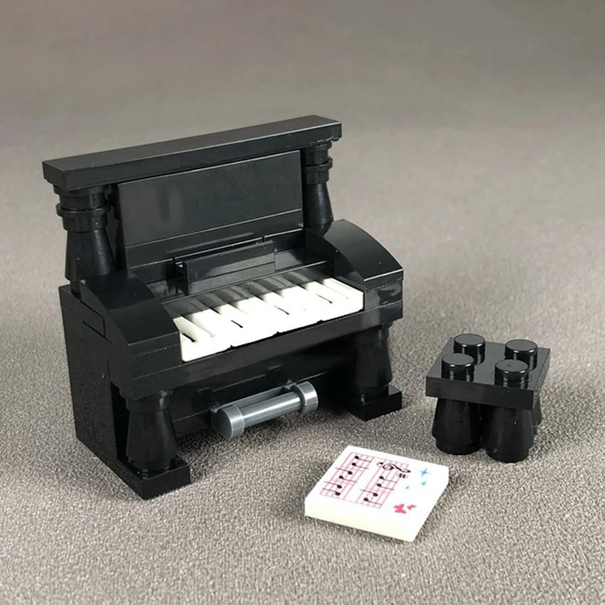 Single Legolingly Instrument Building Block Set City Figure Accessories Piano Music Player Chair MOC Brick Children DIY Toy Gift (1)