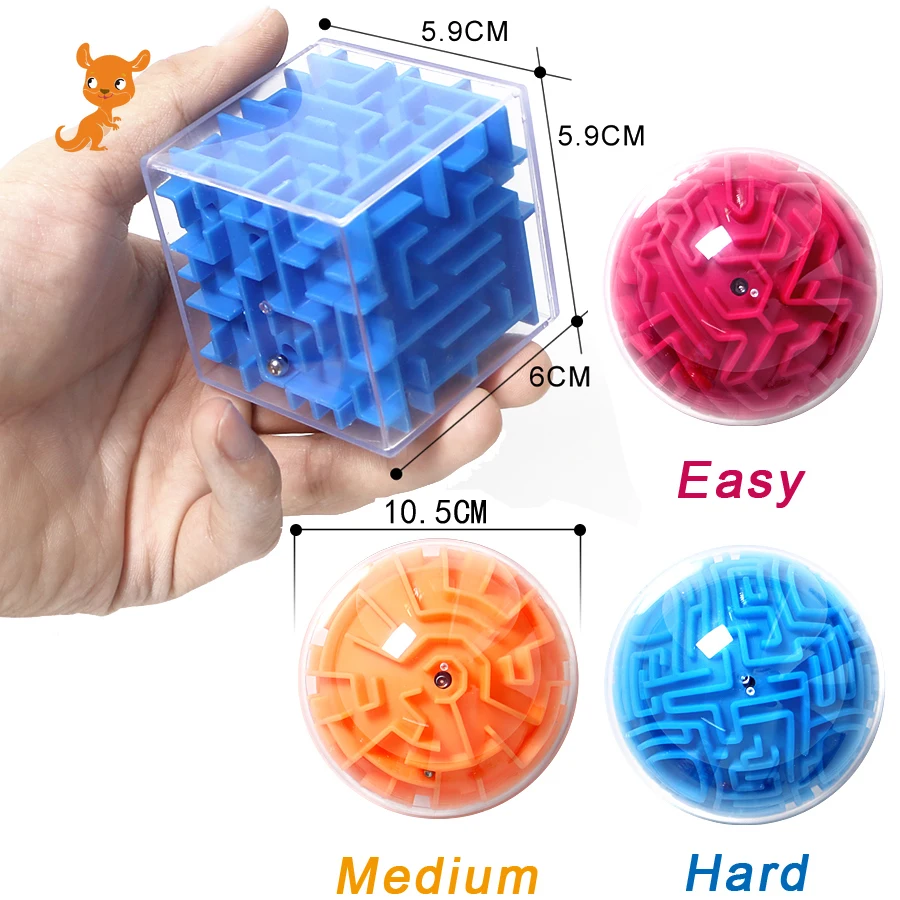 

3D Magic Cube Maze Intellect Puzzle Ball Speed Logic Think Game Labyrinth Roll Magical Hand Balance Brain Teaser Learn Train Toy