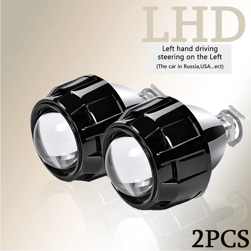 Мини 2,5 дюймов HID Bi xenon фары проектор Объектив модифицированный H7 H4 Фары линзы с H1 Led ксеноновые фары лампы для автомобиля стиль - Цвет: 2x Black LHD