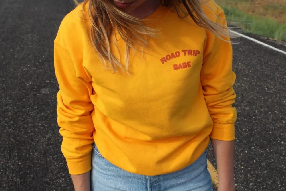 ROAD TRIP BABE свитшоты Женские Унисекс модные забавные графические цитаты весна осень Винтажный стиль пуловеры Забавные топы наряды подходят