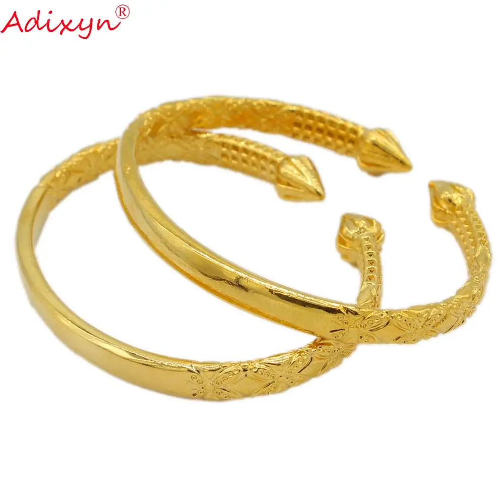 2PCS Openable Gold Bangles bangle bracelet for Women/Men Gold Color Bracelet Jewelry Ethiopian/African/Arab Gifts N071015