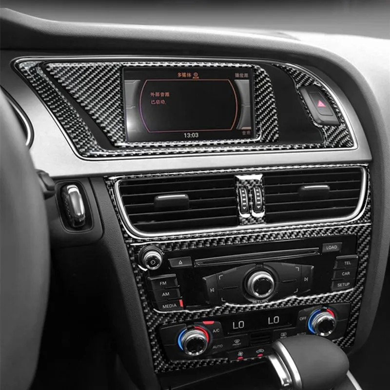 Carbon Fiber Navigation Panel Warning Lamp Frame Air Conditioning Outlet Decoration Cover Trim For Audi A4 B8 2009-2016 LHD | Автомобили и