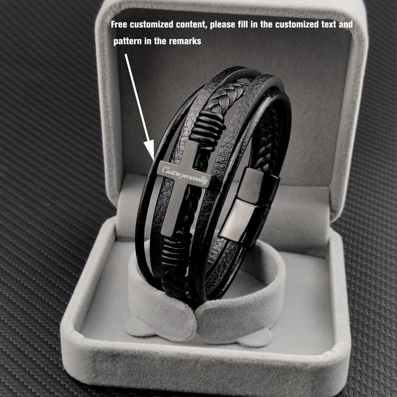 Chakra Bracelet Letter Men Bracelet Charms Cross Stainless Steel - Image 3